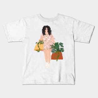 Girl Plant Shopping 9 Kids T-Shirt